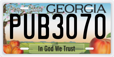 GA license plate PUB3070