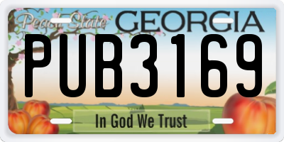 GA license plate PUB3169