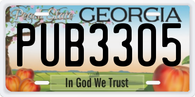 GA license plate PUB3305