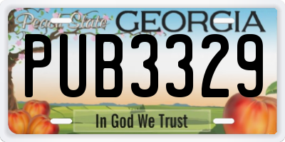 GA license plate PUB3329