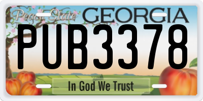 GA license plate PUB3378