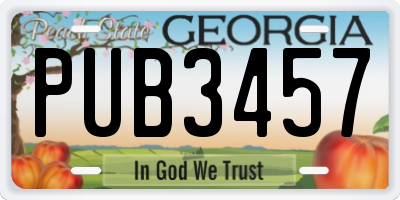 GA license plate PUB3457