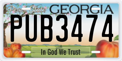 GA license plate PUB3474