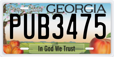 GA license plate PUB3475