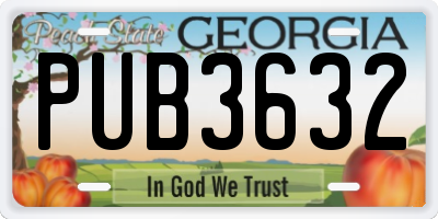 GA license plate PUB3632