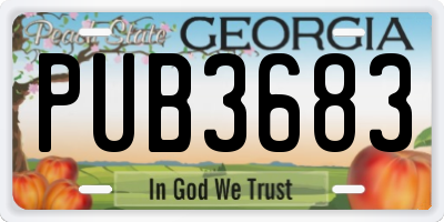 GA license plate PUB3683