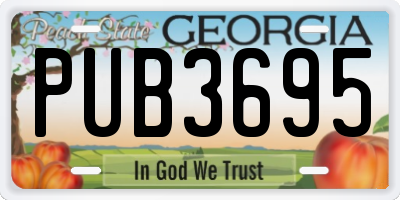 GA license plate PUB3695