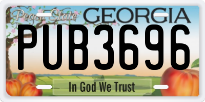 GA license plate PUB3696