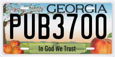 GA license plate PUB3700
