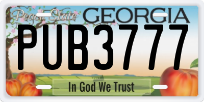 GA license plate PUB3777