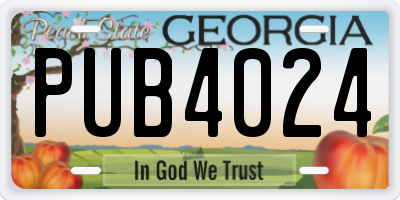 GA license plate PUB4024