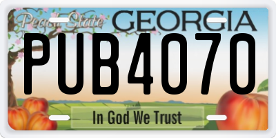 GA license plate PUB4070