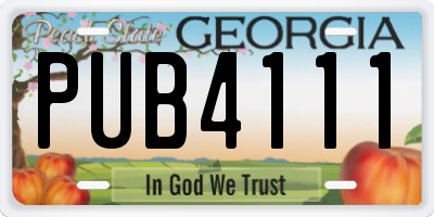 GA license plate PUB4111