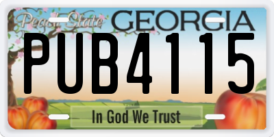 GA license plate PUB4115