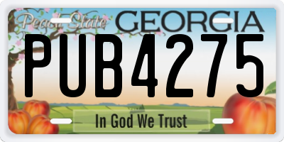 GA license plate PUB4275