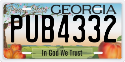 GA license plate PUB4332
