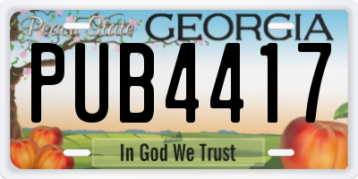 GA license plate PUB4417