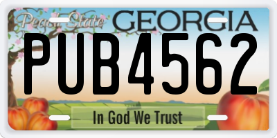 GA license plate PUB4562