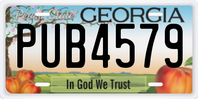 GA license plate PUB4579