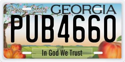 GA license plate PUB4660