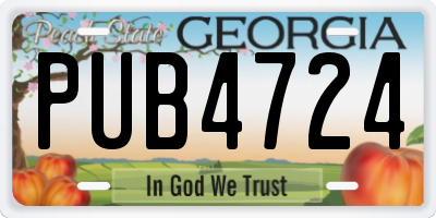 GA license plate PUB4724