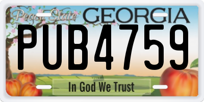 GA license plate PUB4759
