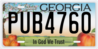 GA license plate PUB4760