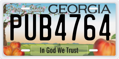 GA license plate PUB4764