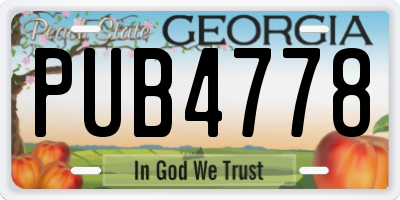 GA license plate PUB4778