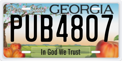 GA license plate PUB4807