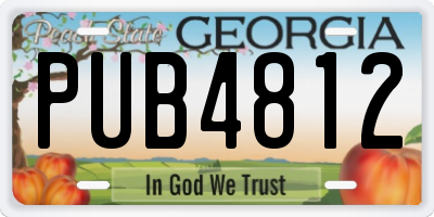 GA license plate PUB4812