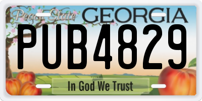 GA license plate PUB4829