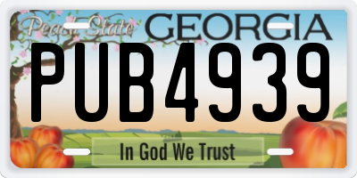 GA license plate PUB4939