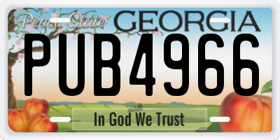 GA license plate PUB4966