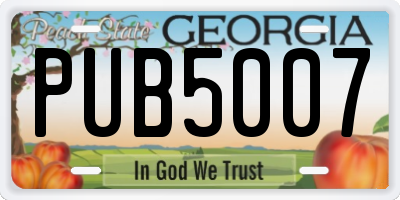 GA license plate PUB5007