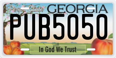 GA license plate PUB5050