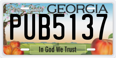 GA license plate PUB5137
