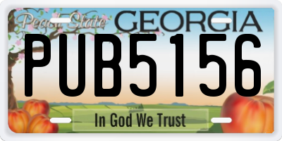 GA license plate PUB5156