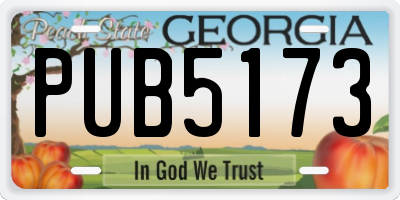 GA license plate PUB5173