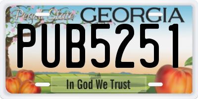 GA license plate PUB5251