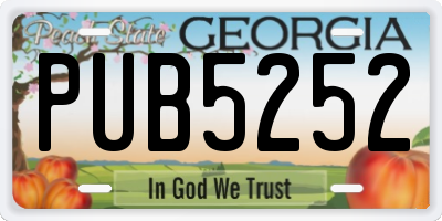 GA license plate PUB5252