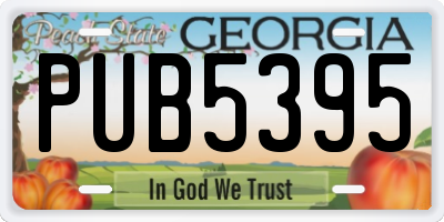 GA license plate PUB5395