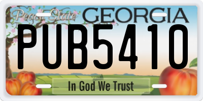 GA license plate PUB5410