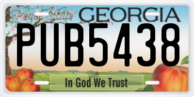 GA license plate PUB5438