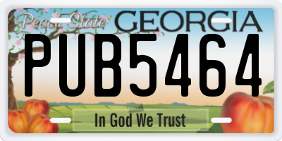 GA license plate PUB5464