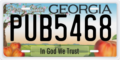 GA license plate PUB5468