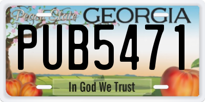 GA license plate PUB5471