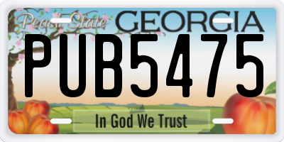 GA license plate PUB5475