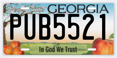 GA license plate PUB5521
