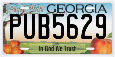 GA license plate PUB5629